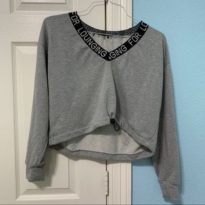 Long Sleeve Cropped Top With Drawstring